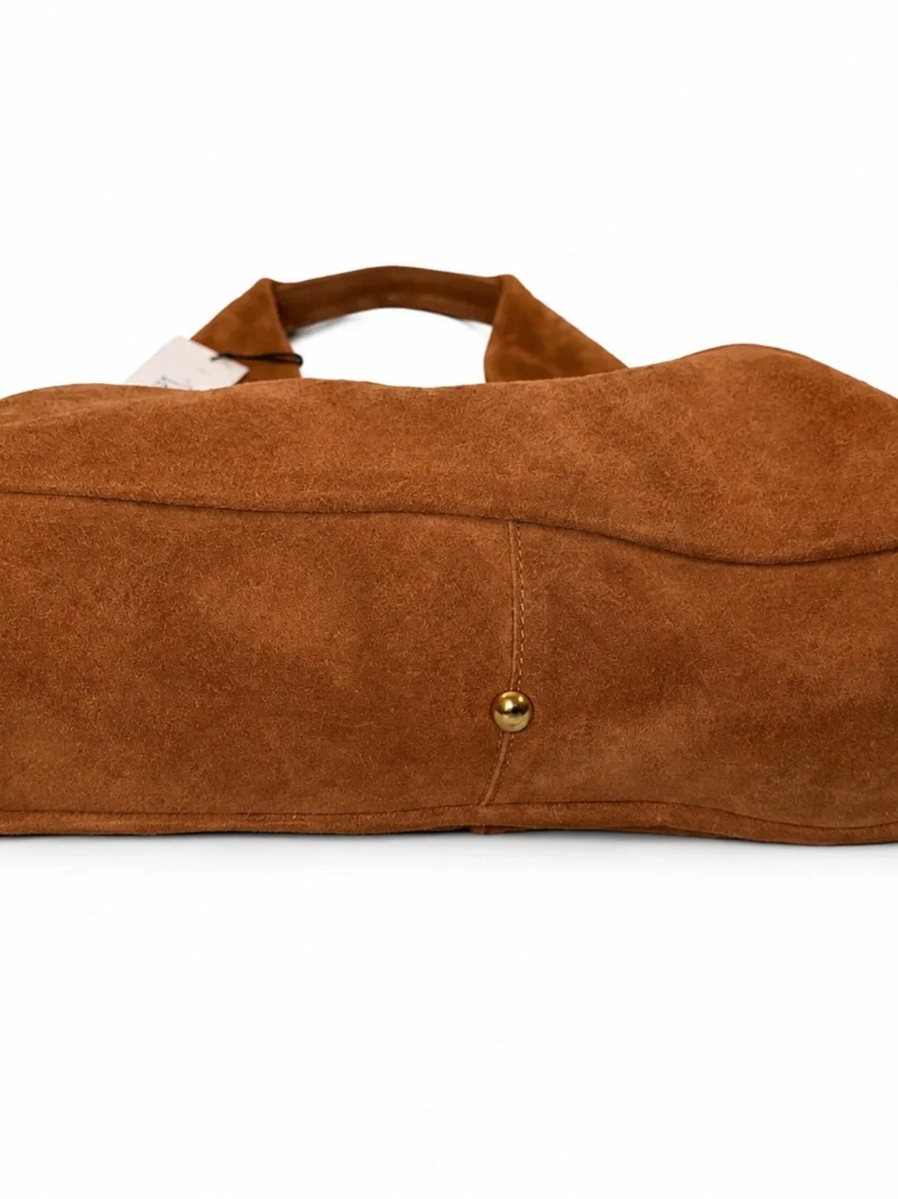 Suede Hobo Bag in Cognac Brown